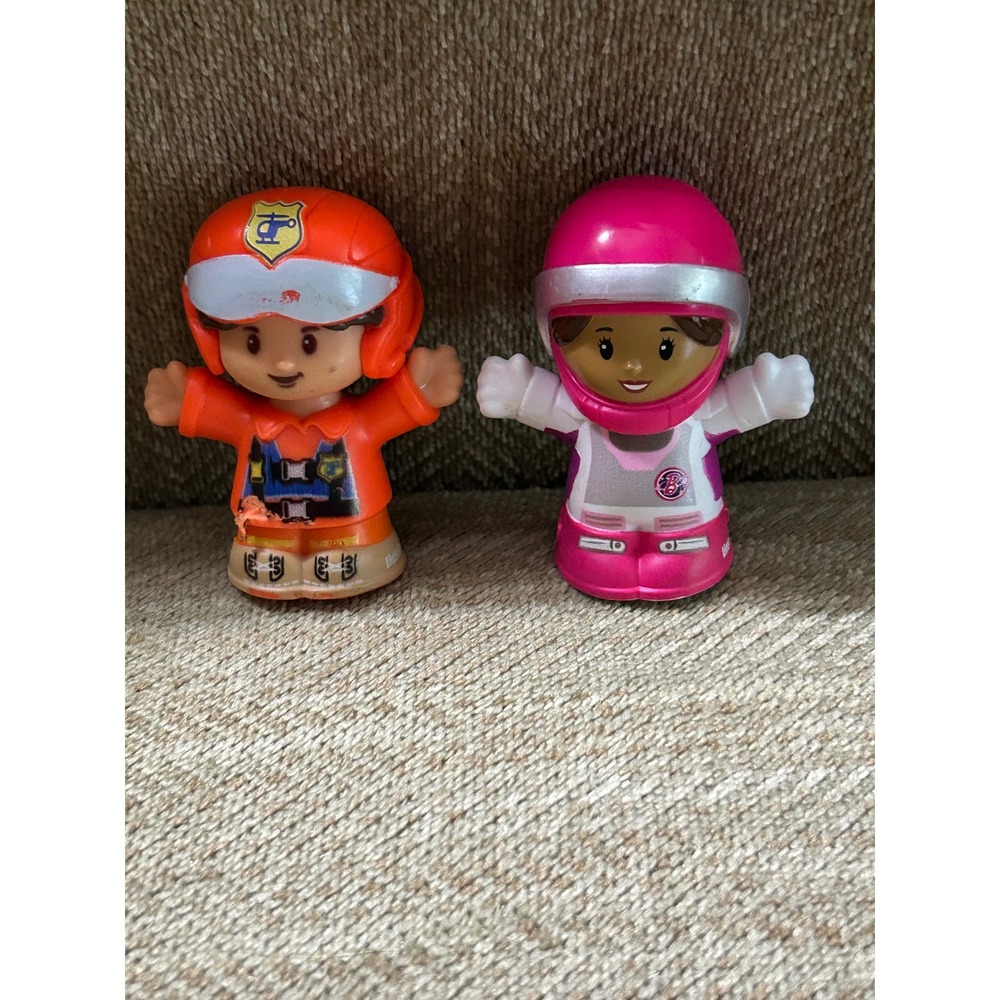 Fisher Price Little People Barbie Pilot and Orange Rescue Pilot Figures Lot of 2